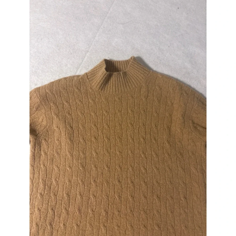 J.Crew‎ Extra-Soft Cable Knit Mock Neck Sweater Camel Brown Womens Small